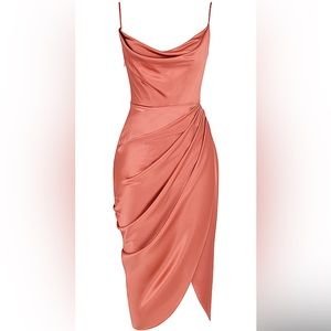 House of CB Reva satin balcony corset dress in Rose - XS